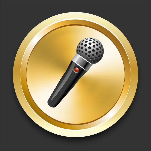 Mikrofon på gyllene internet-knappen — Stock vektor
