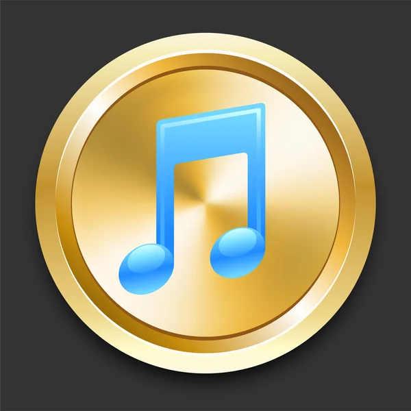 Musical Note on Golden Internet Button — Stock Vector