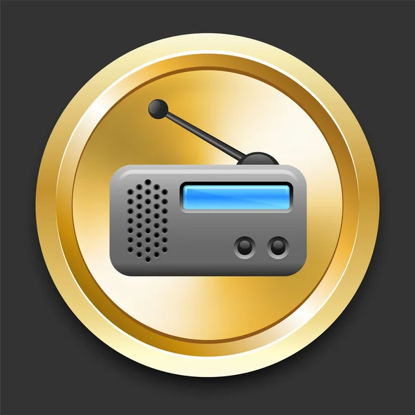 Radio on Golden Internet Button — Stock Vector