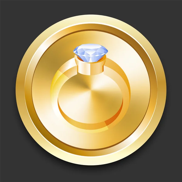 Anillo de compromiso en botón de Internet de oro — Vector de stock