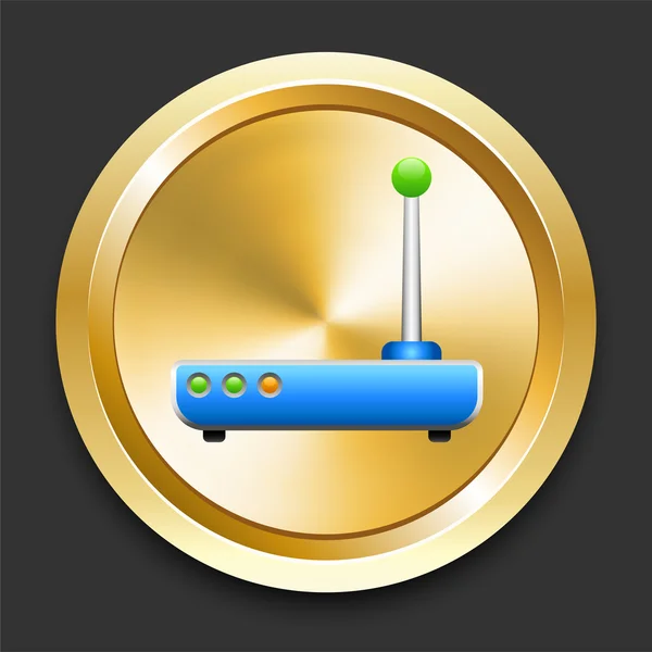 黄金のインターネット ボタン上のルーター — ストックベクタ