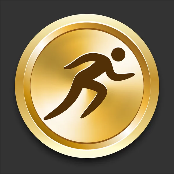 Laufen auf goldenem Internet-Knopf — Stockvektor