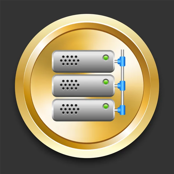 Server on Golden Internet Button — Stock Vector