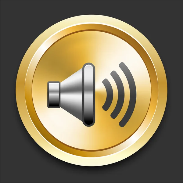 Lautsprecher auf goldenem Internet-Knopf — Stockvektor