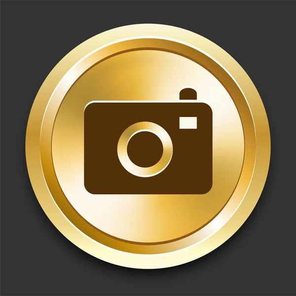 Caméra sur bouton Internet doré — Image vectorielle