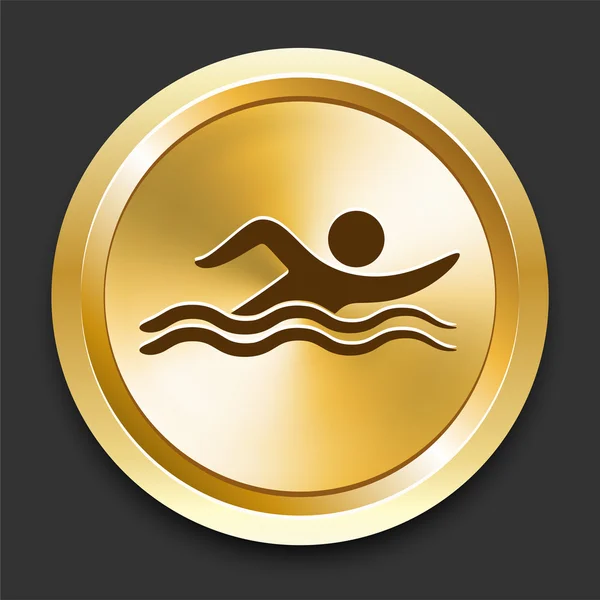 黄金のインターネット ボタンの水泳 — ストックベクタ