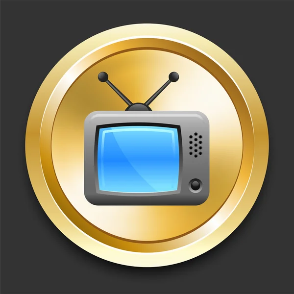Television on Golden Internet Button — Stock Vector