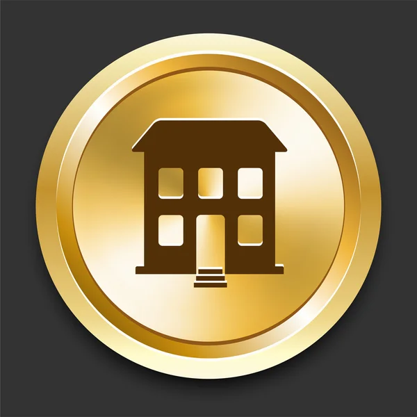 Building on Golden Internet Button — Stock Vector