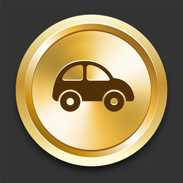黄金のインターネット ボタン上の車 — ストックベクタ