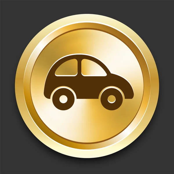 黄金のインターネット ボタン上の車 — ストックベクタ
