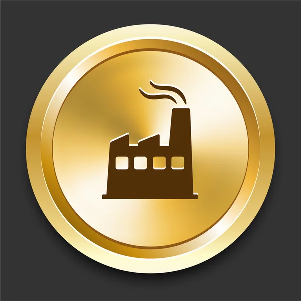 Fábrica en botón de Internet de oro — Vector de stock