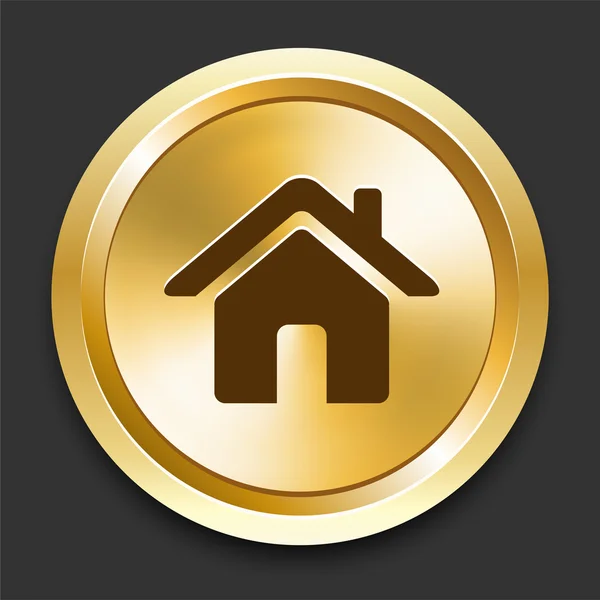House on Golden Internet Button — Stock Vector