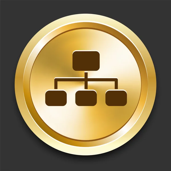 Diagrama no botão dourado da Internet — Vetor de Stock