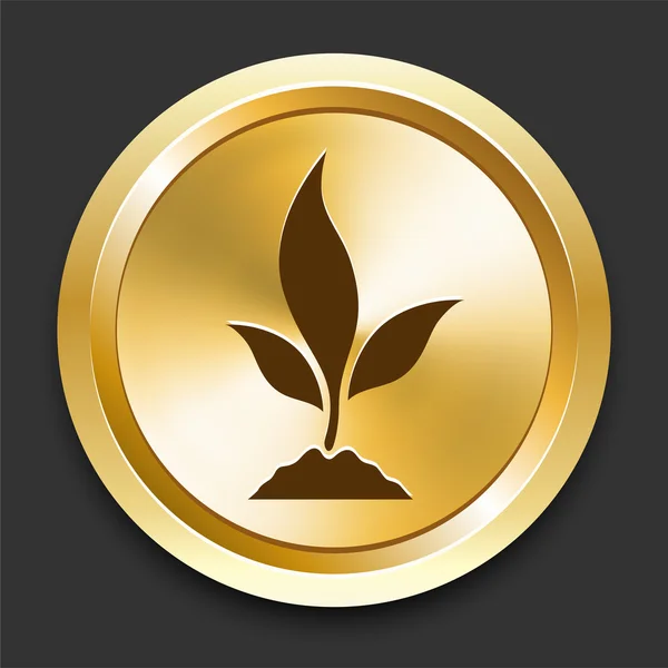 Árbol de plantas en botón de Internet de oro — Archivo Imágenes Vectoriales