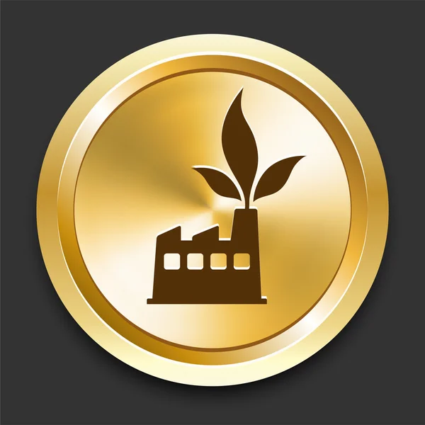 Fabrik am goldenen Internet-Knopf — Stockvektor