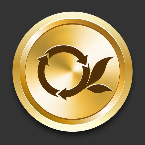 Recycling-Symbol auf goldenem Internet-Knopf — Stockvektor