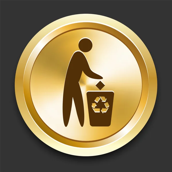 Ανακύκλωσης απορριμμάτων στο χρυσό κουμπί internet — Διανυσματικό Αρχείο