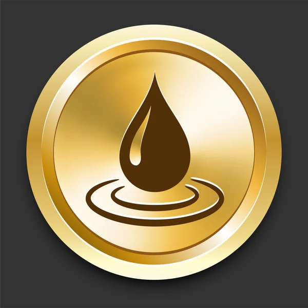 Gotas de água no botão dourado da Internet — Vetor de Stock