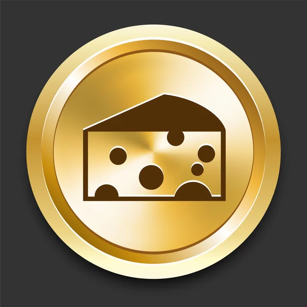 Cheese on Golden Internet Button — Stock Vector