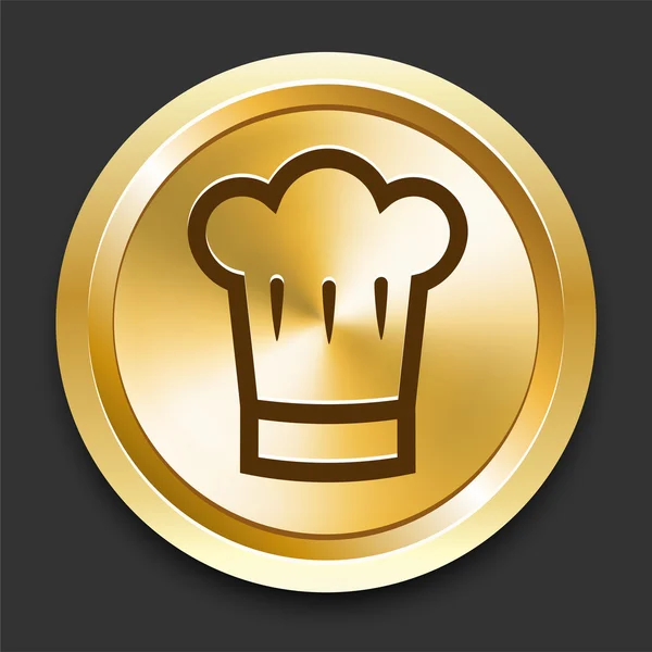 Kapelusz kucharz na złoty internet przycisk — Wektor stockowy
