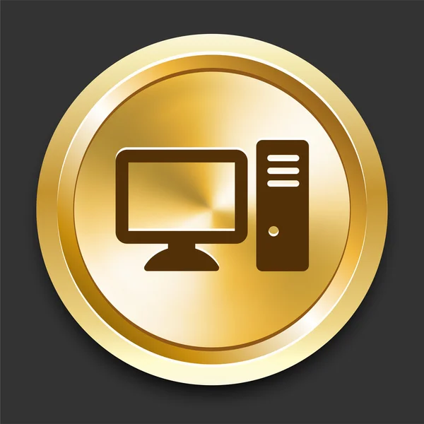 Computer Desktop on Golden Internet Button — Stock Vector