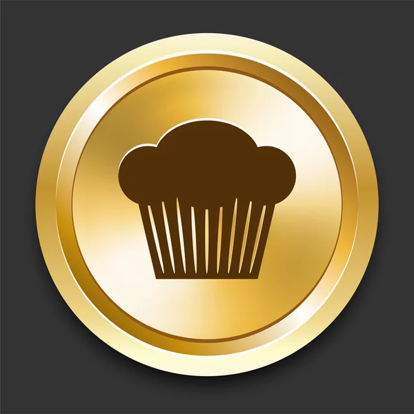 Cupcake auf goldenem Internetknopf — Stockvektor