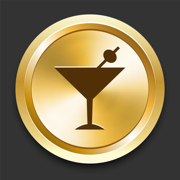 Martini on Golden Internet Button — Stock Vector