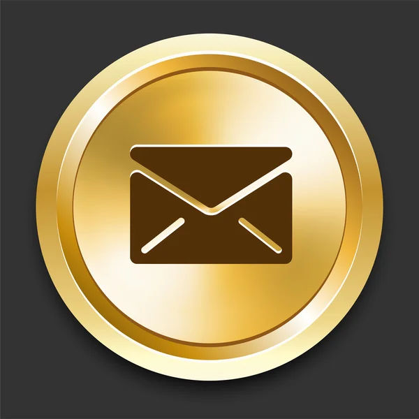 黄金のインターネット ボタン上の封筒 — ストックベクタ