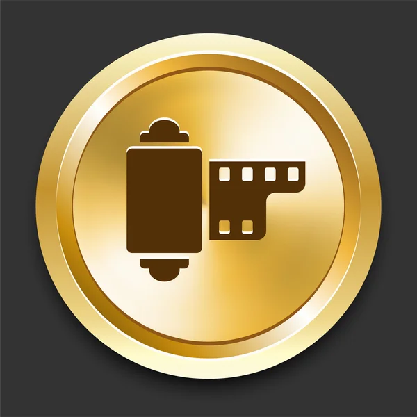 Camera Reel on Golden Internet Button — Stock Vector