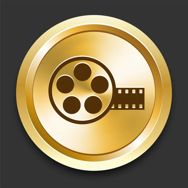 Film Reel on Golden Internet Button — Stock Vector
