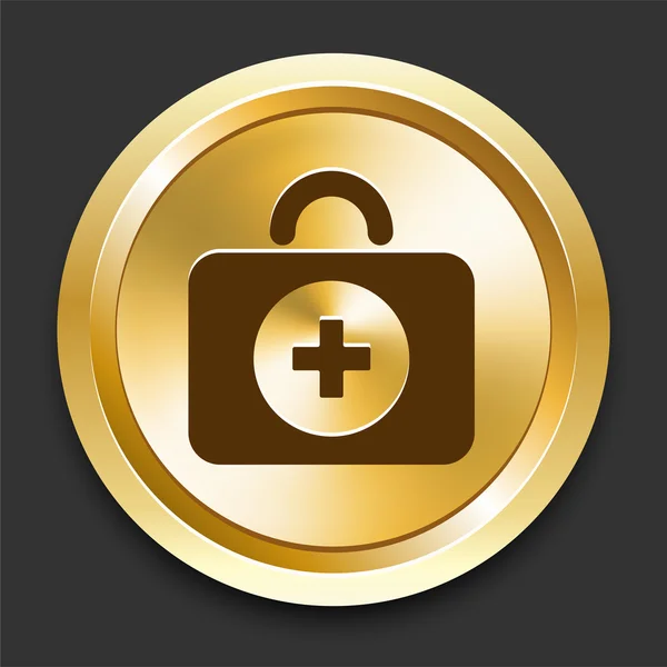 First Aid Kit on Golden Internet Button — Stock Vector
