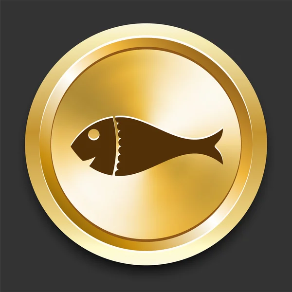 Fish on Golden Internet Button — Stock Vector