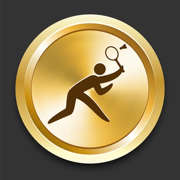 Badminton na złoty internet przycisk — Wektor stockowy