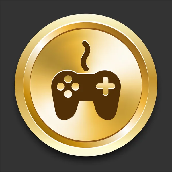 Spelbesturing op gouden internet knop — Stok Vektör