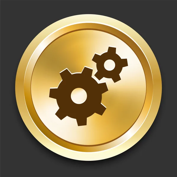 Engranaje en botón de Internet de oro — Vector de stock