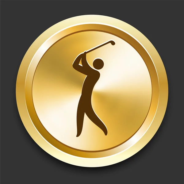 Golf on Golden Internet Button — Stock Vector