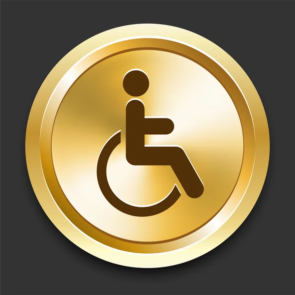 Wheelchair on Golden Internet Button — Stock Vector