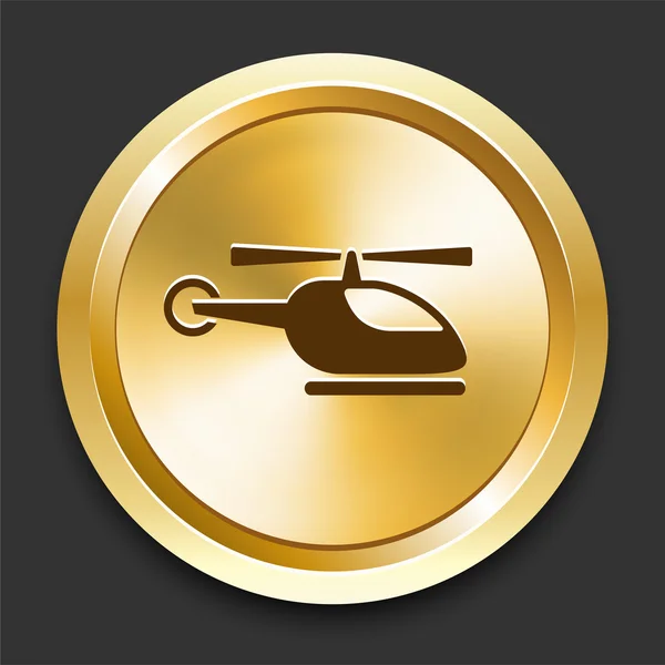 Helicopter on Golden Internet Button — Stock Vector