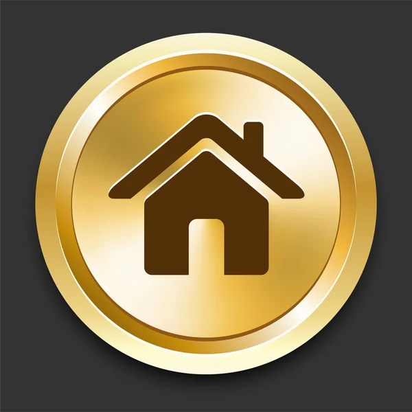 Casa no botão dourado da Internet — Vetor de Stock