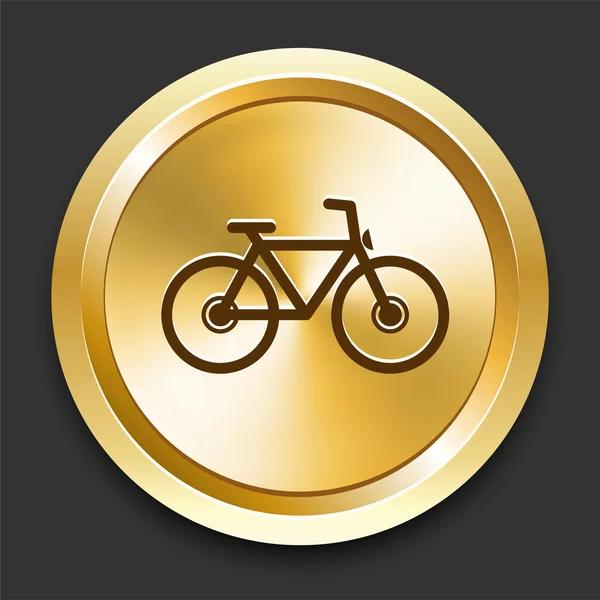 Bicycle on Golden Internet Button — Stock Vector