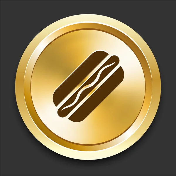 Hot-Dog na złoty internet przycisk — Wektor stockowy