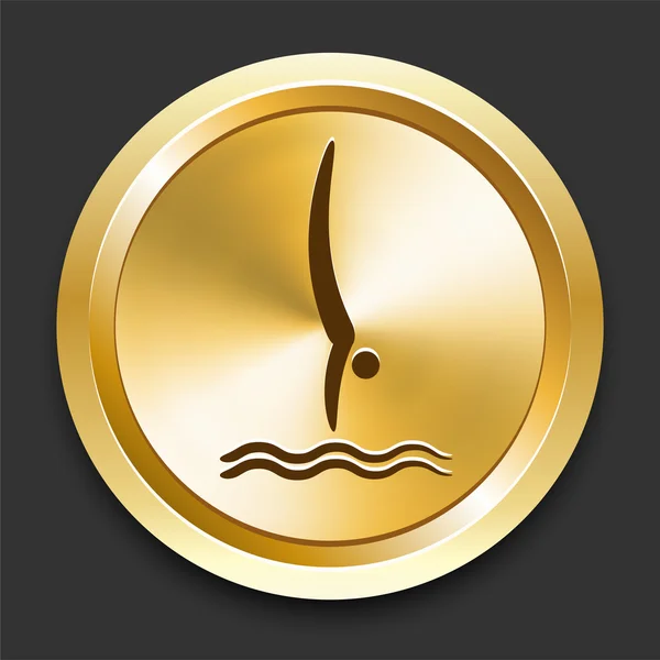 Прыжки в воду по золотой кнопке — стоковый вектор