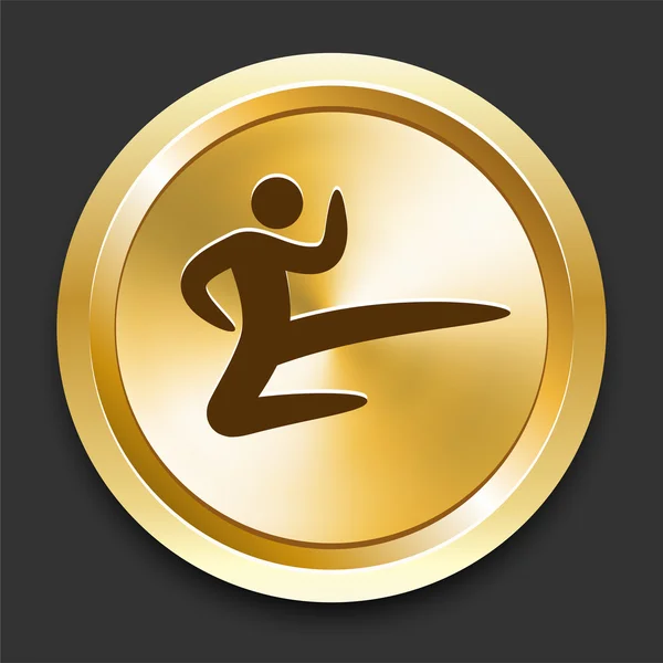 Karate on Golden Internet Button — Stock Vector