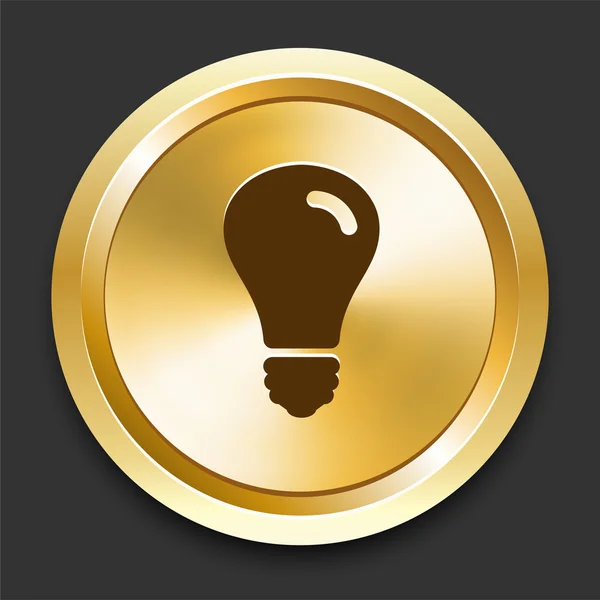 Light Bulb on Golden Internet Button — Stock Vector
