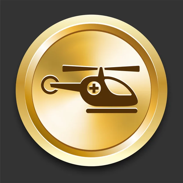 Emergency Helicopter on Golden Internet Button — Stock Vector