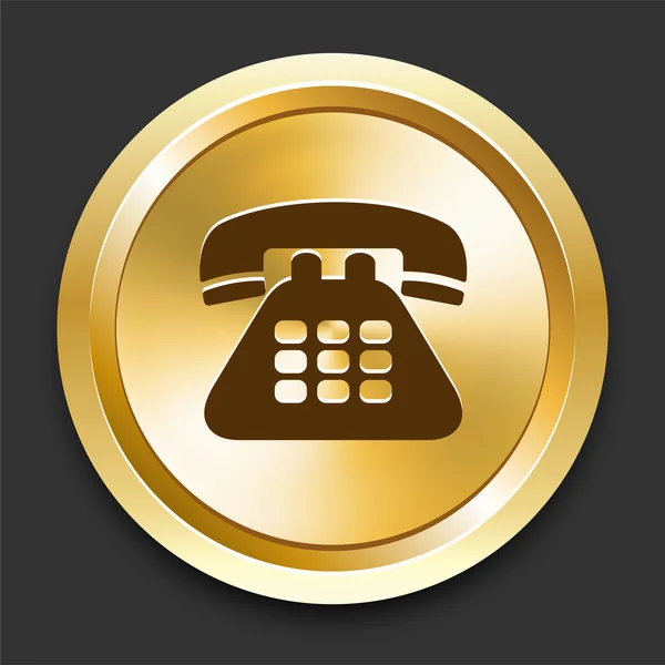 Telefon auf goldenem Internetknopf — Stockvektor