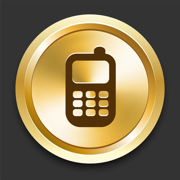 Mobiltelefon på gyllene internet-knappen — Stock vektor