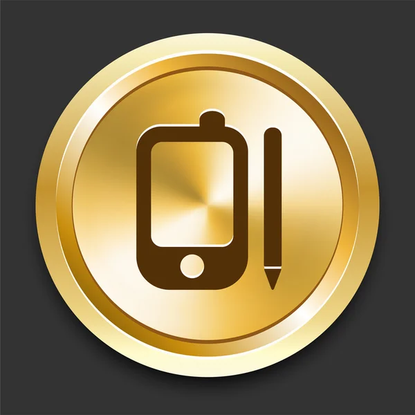 Organizador de teléfono en botón de Internet de oro — Vector de stock
