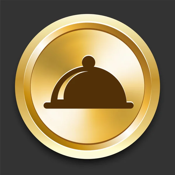 Блюдо на золотой кнопке интернета — стоковый вектор