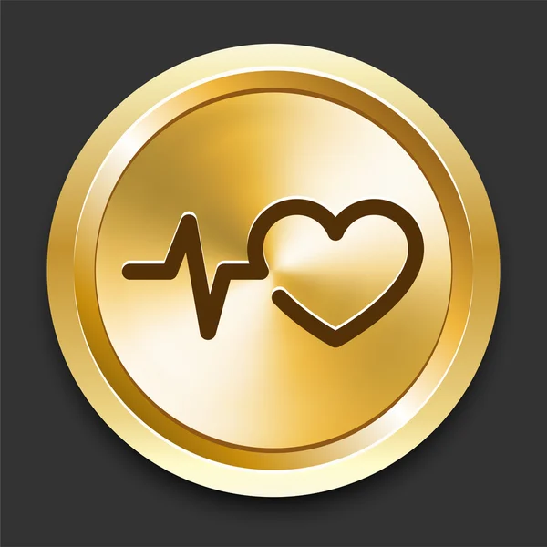 Herzschlag auf goldenem Internet-Knopf — Stockvektor